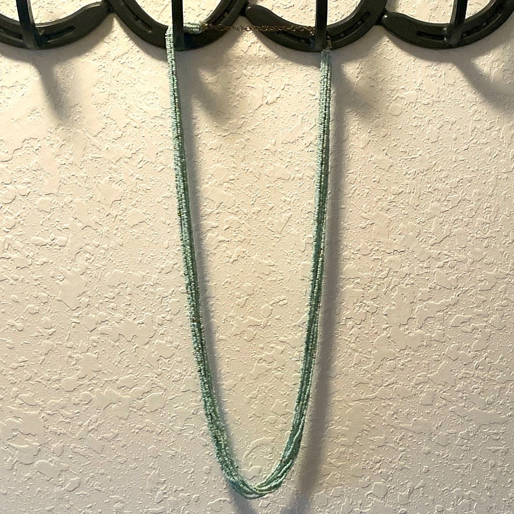 Light Blue and Gold Beaded Necklace